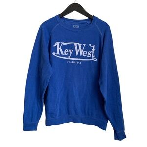 Key West Womens Blue Sweatshirt Size Large Basix of America (Flaw on Back)